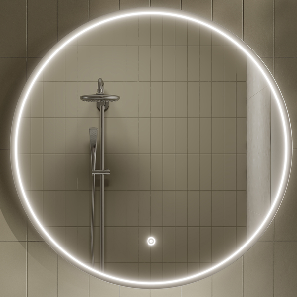 Alternate image of Hudson Reed Mensa Round Borderlit LED Mirror with Demister Pad - Aluminium Frame