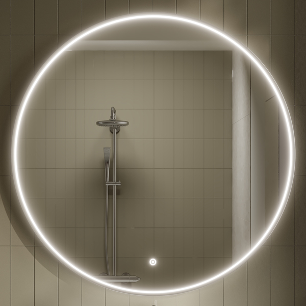 Alternate image of Hudson Reed Mensa Round Borderlit LED Mirror with Demister Pad - Aluminium Frame