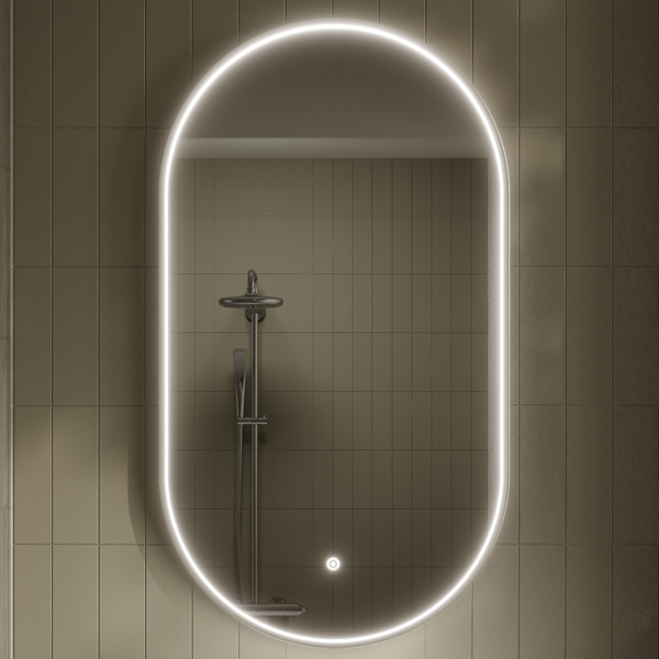 Alternate image of Hudson Reed Columba Oval LED Mirror with Demister Pad 500 x 800mm - Aluminium Frame