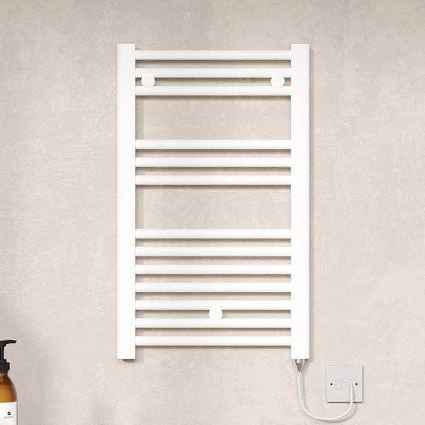 Nuie Straight Electric Towel Rail with Heating Element - 400 x 720mm - Steel