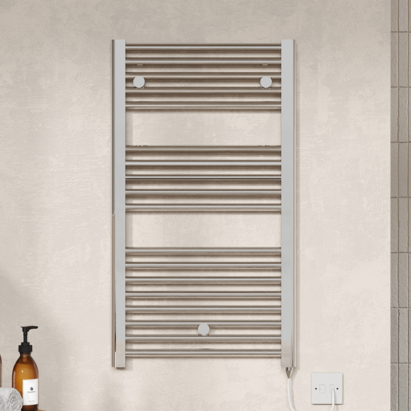 Alternate image of Nuie Straight Electric Towel Rail with Fitting Element - 480mm Wide - Steel