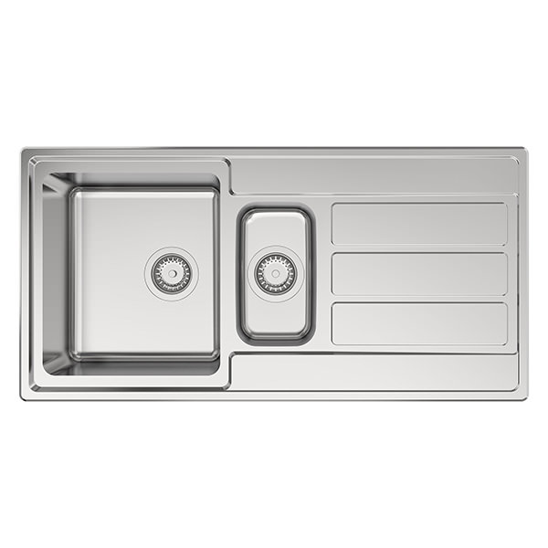 Additional image of Reginox Envoy-15 Stainless Steel Inset Kitchen Sink with Drainer 1000 x 500mm - 1.5 Bowl