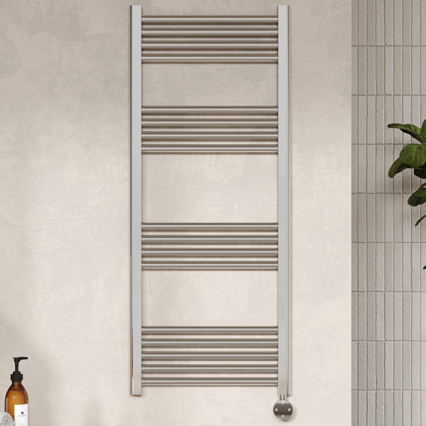 Alternate image of Hudson Reed Straight Electric Towel Rail with Round Tubes - 500mm Wide - Steel