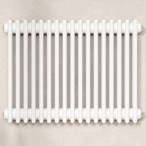 Alternate image of Hudson Reed Colosseum Horizontal 3 Column Traditional White Radiator 600mm High - Steel