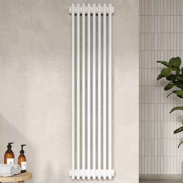 Alternate image of Nuie Colosseum Vertical 3 Column Traditional White Radiator - Steel