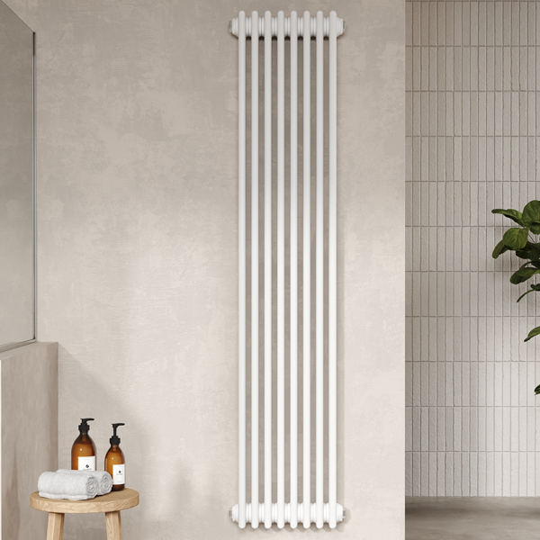 Alternate image of Nuie Colosseum Vertical 3 Column Traditional White Radiator - Steel