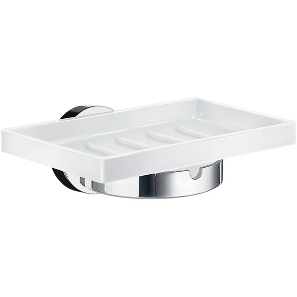 Smedbo Home Wall Mounted Rectangular Porcelain Soap Dish with Holder - 123 x 95mm