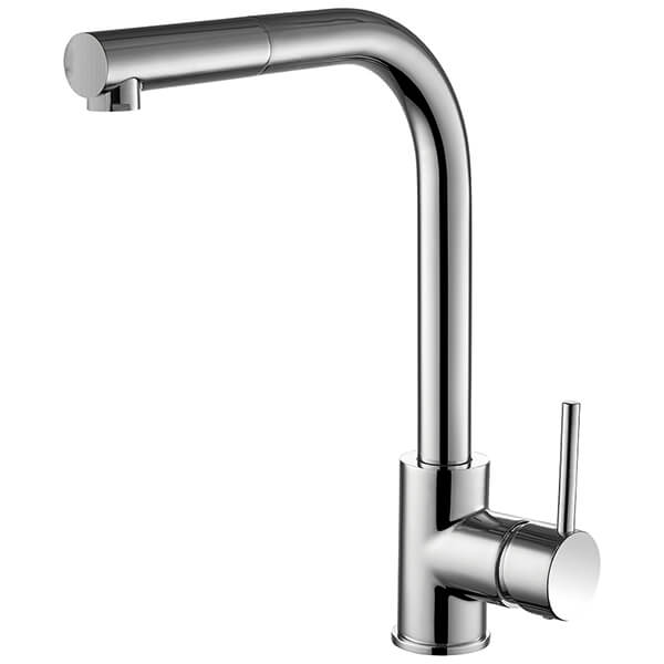 Additional image of Nuie Zansar Contemporary Pull-Out Kitchen Sink Mixer Tap with L-Shaped Spout - Stick Handle