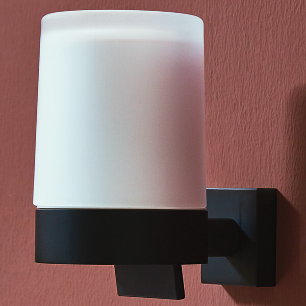 Smedbo House Wall Mounted Holder with Frosted Glass Soap Dispenser