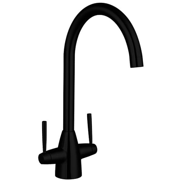 Additional image of Nuie Nila Contemporary Kitchen Sink Mixer Tap with Swan Neck Spout - Stick Handles