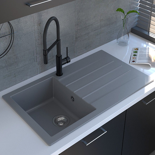 Additional image of Reginox Valence-10 Granite Inset Kitchen Sink with Drainer - 860 x 500mm - 1 Bowl