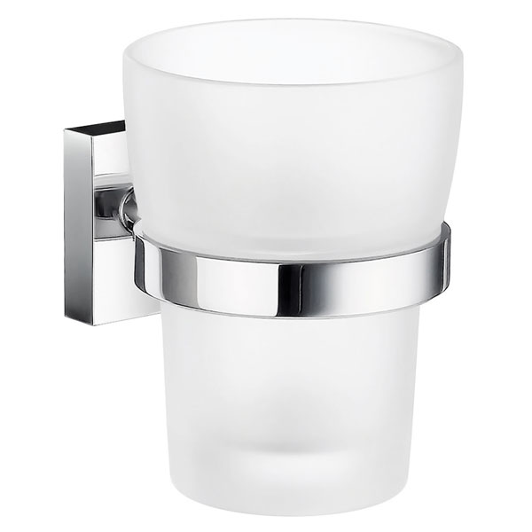 Smedbo House Brass Holder and Frosted Glass Tumbler - 98mm