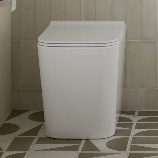 Nuie Orlen Rimless Back-To-Wall White WC Pan and Soft Close Seat - 346 x 530mm