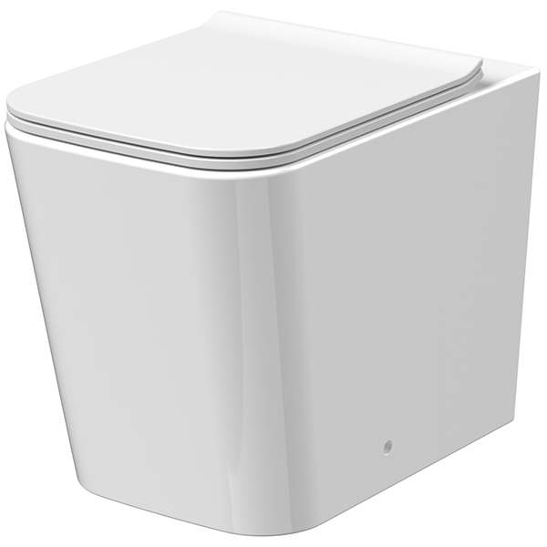 Nuie Orlen Rimless Back-To-Wall White WC Pan and Soft Close Seat - 346 x 530mm