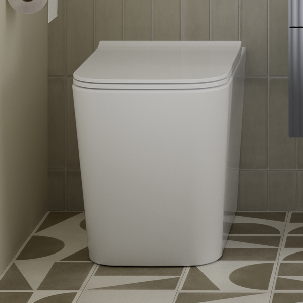 Additional image of Nuie Orlen Rimless Back-To-Wall White WC Pan and Soft Close Seat - 346 x 530mm