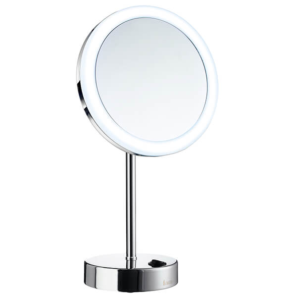 Smedbo Outline Freestanding Round LED Shaving And Make-Up Mirror - 200 x 200mm