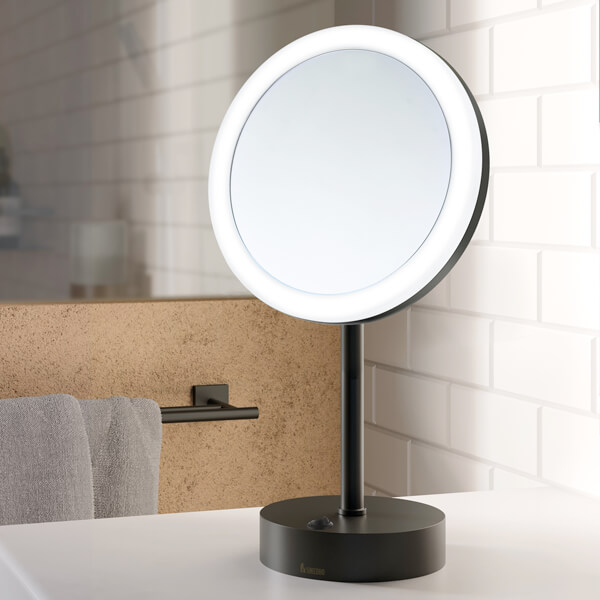 Additional image of Smedbo Outline Freestanding Round LED Shaving And Make-Up Mirror - 200 x 200mm