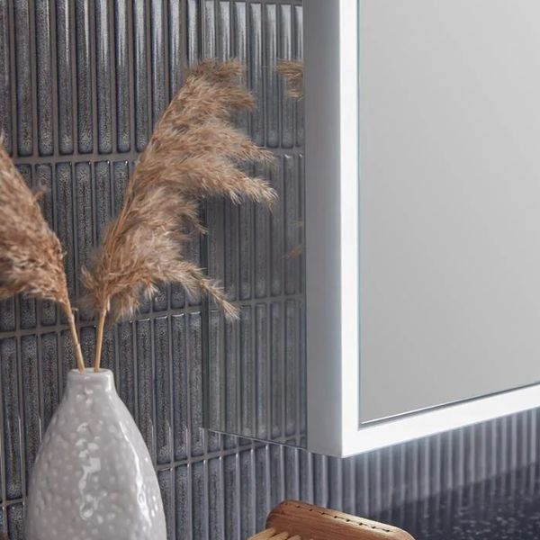 Additional image of Tavistock Portrait Aluminium Illuminated Mirror Cabinet with Shaver Socket 500 x 700mm - 1 Door