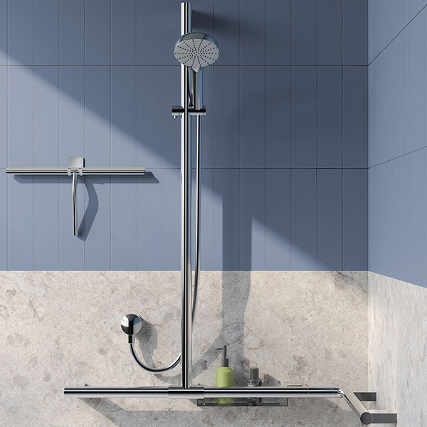 Smedbo Living Concept Chrome Shower Bar with Handshower Holder