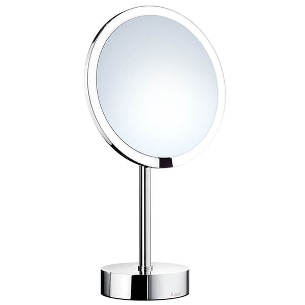 Smedbo Outline Freestanding Round LED Chrome Shaving and Make-Up Mirror - 215 x 215mm