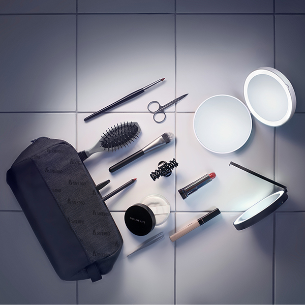 Alternate image of Smedbo Outline Lite LED Travel Cosmetic Mirror - 120 x 120mm