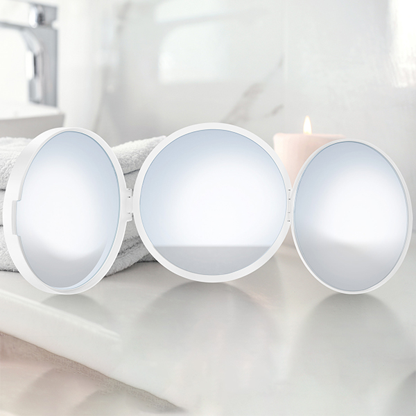 Smedbo Outline Lite Round Foldable Travel Cosmetic Mirror - 100 x 100mm