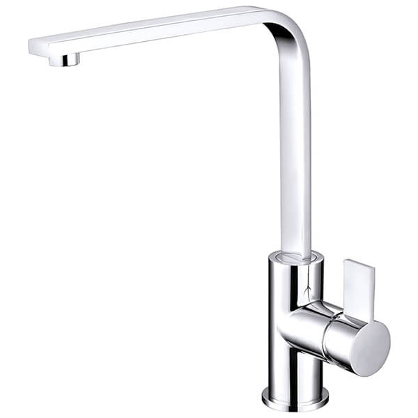 Nuie Serif Contemporary Chrome Mono Kitchen Sink Mixer Tap with L-Shaped Spout - Flat Handle