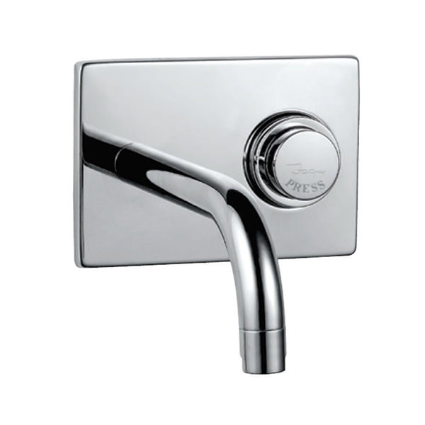 Jaquar Pressmatic Non-Concussive Chrome Basin Tap with Push Button Handle - Wall Mounted