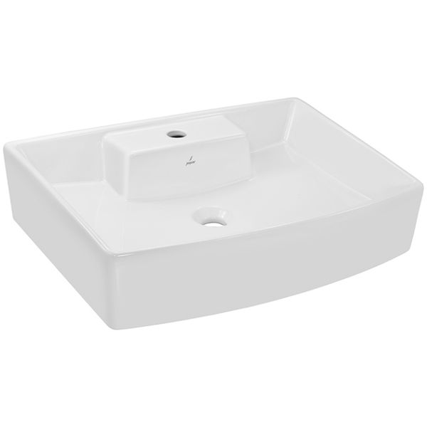 Jaquar Kubix Prime White 1 Tap Hole Rectangular Table Top Basin