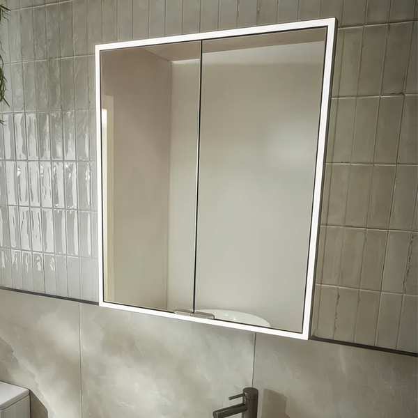 Tavistock Portrait Illuminated Mirror Cabinet with Demister Pad and Shaver Socket - 2 Door