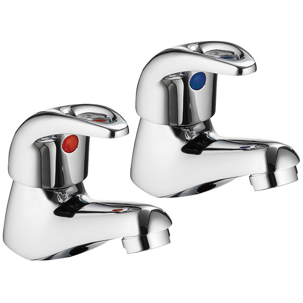 Imex Dv8 Chrome Pair of Bath Pillar Taps - Loop Lever Handles