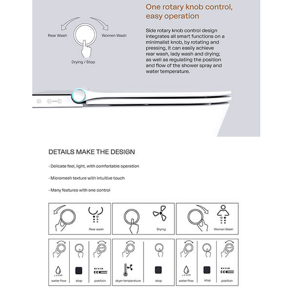 Alternate image of Imex Essence Back To Wall Rimless Smart Toilet with Soft Close Seat - White