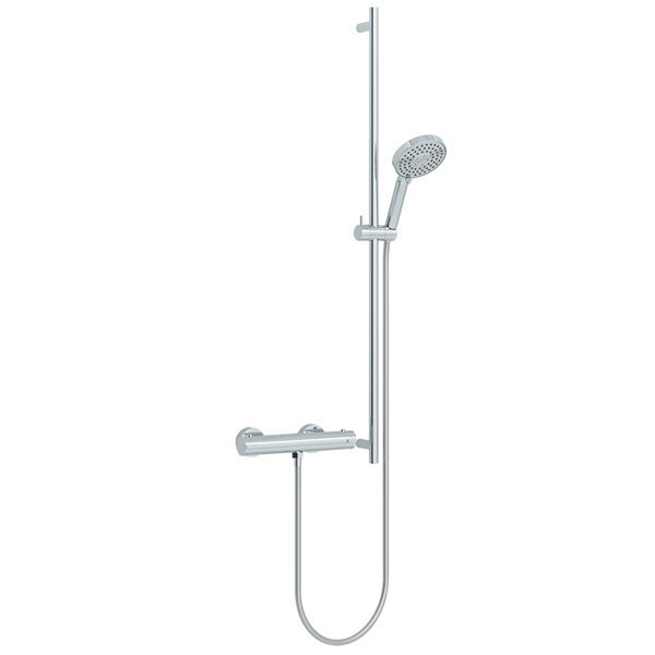 IMEX Arco One-Outlet Thermostatic Bar Valve with Slide Rail Kit and Multi-Function Handset