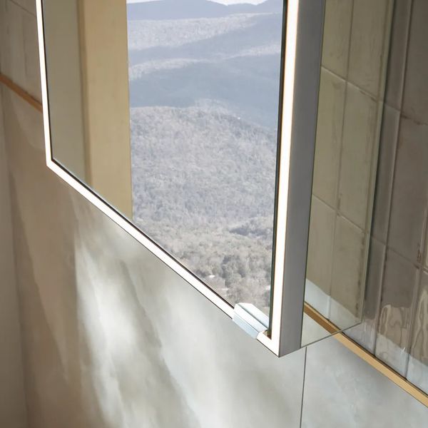 Alternate image of Tavistock Portrait Illuminated Mirror Cabinet with Shaver Socket 500 x 700mm - Single Door