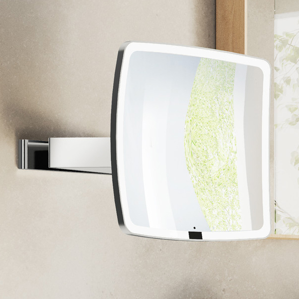 Smedbo Outline Square LED Shaving and Make-Up Mirror 200 x 200mm - Polished Chrome