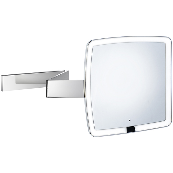 Smedbo Outline Square LED Shaving and Make-Up Mirror 200 x 200mm - Polished Chrome