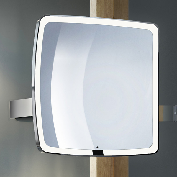 Additional image of Smedbo Outline Square LED Shaving and Make-Up Mirror 200 x 200mm - Polished Chrome