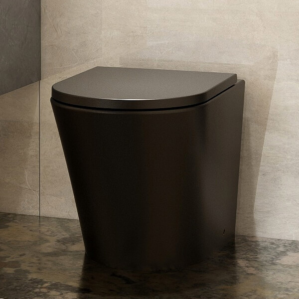 IMEX Arco Rimless Back To Wall Black WC Pan - 360 x 520mm