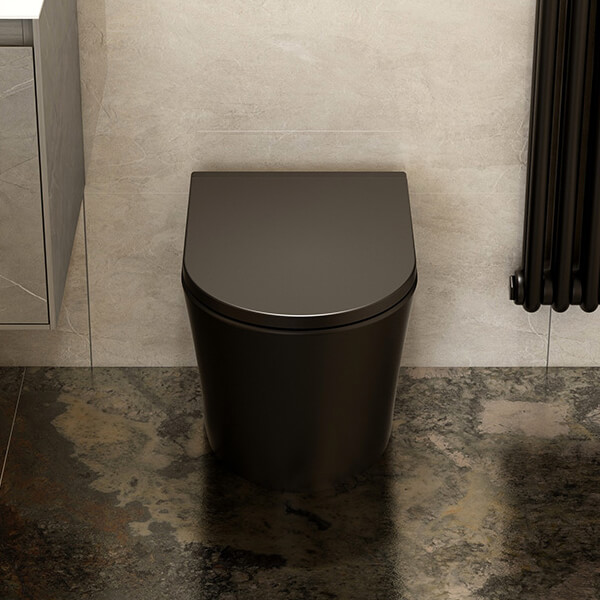 Additional image of IMEX Arco Rimless Back To Wall Black WC Pan - 360 x 520mm