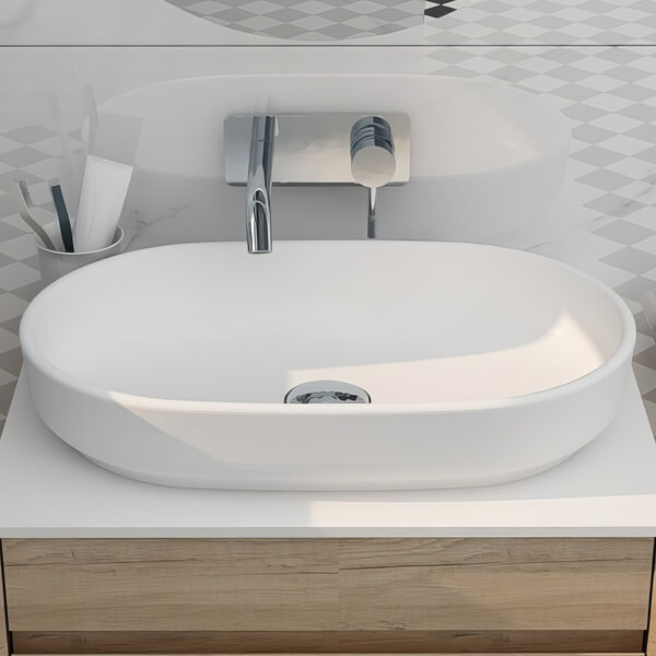 IMEX Alma White 550mm Wide Countertop Slim Rim Ceramic Basin