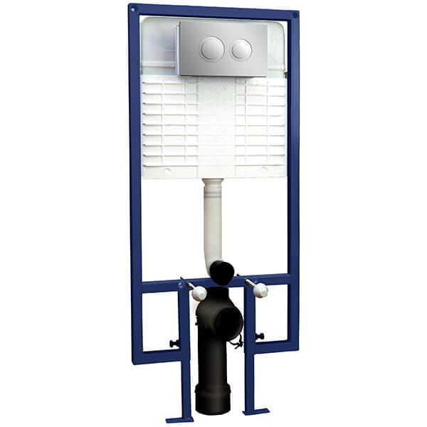 Hudson Reed Stainless Steel Wall-Hung Toilet Frame with Dual Flush Concealed Cistern - 520 x 1336mm