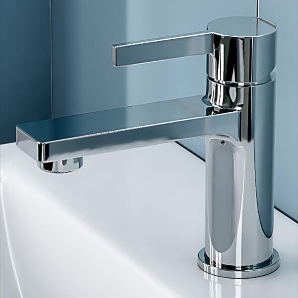 QS Basics Hugen Chrome Finish Mini Basin Mixer Tap - Stick Handle - Deck Mounted