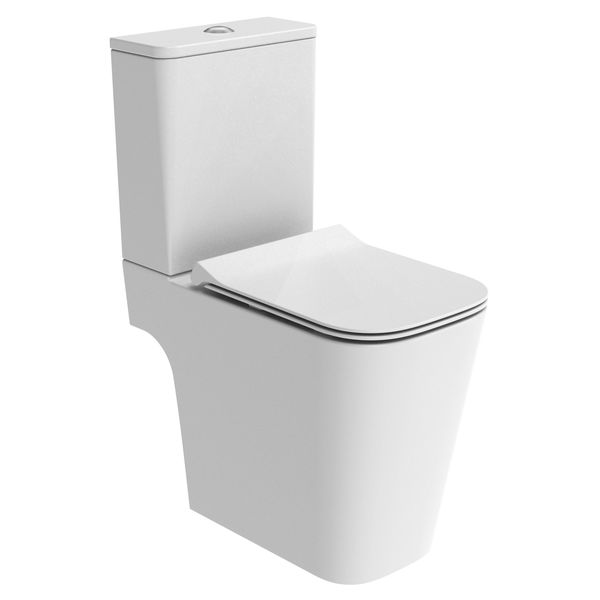 Tavistock Compass Square 620mm Comfort Height Open Back Closed Coupled Rimless WC Pan with Cistern