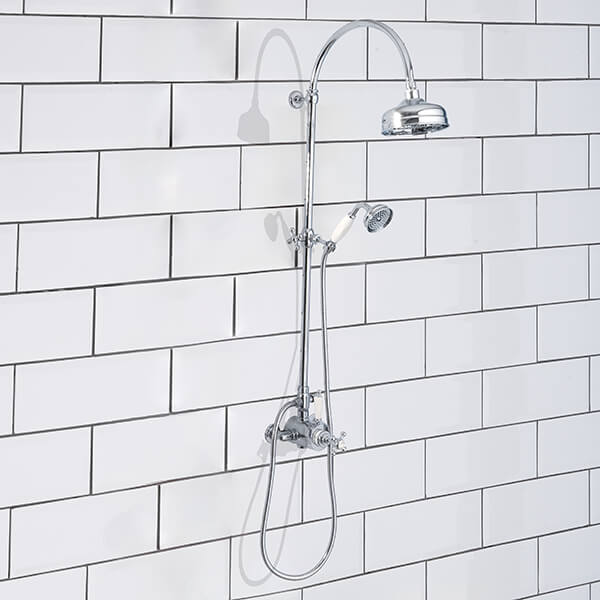 Silverdale Traditional Exposed Thermostatic Valve with Slide Rail - Overhead Shower and Handset