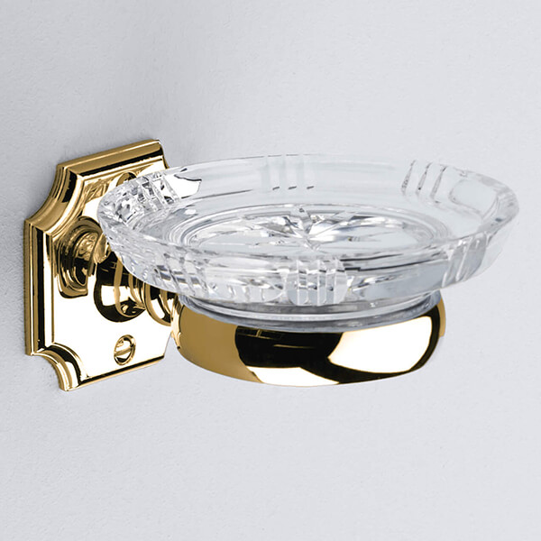 Additional image of Silverdale Victorian Wall-Mounted Round Crystal Soap Dish with Holder
