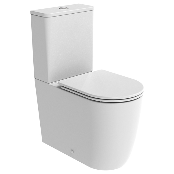 Tavistock Compass Round 610mm Fully Enclosed Rimless Closed Coupled WC Pan with Cistern and Seat