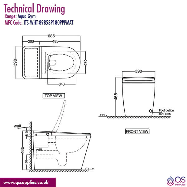 Technical drawing QS-V113570 / ITS-WHT-89853S300PPPMAT