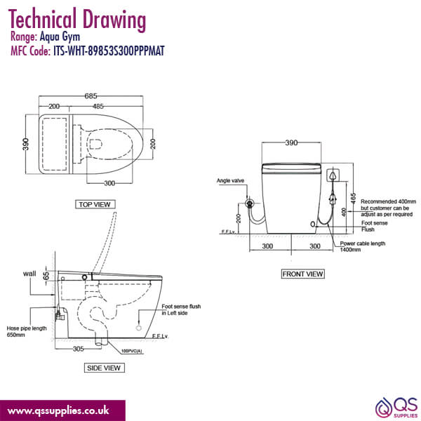 Technical drawing QS-V113570 / ITS-WHT-89853S300PPPMAT