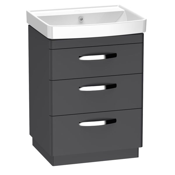 Tavistock Compass Floorstanding Vanity Unit with Basin 604 x 850mm - Three Drawers