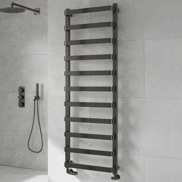 Additional image of Reina Flora Designer Heated Towel Rail with Brackets - 500mm Wide - Mild Steel